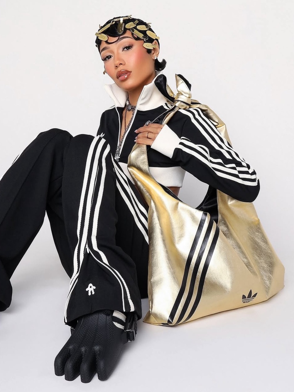 ADIDAS x AVAVAV Rare Gold and Black Hobo Shoulder Bag
